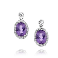 18ct White Gold Amethyst and Diamond Earrings