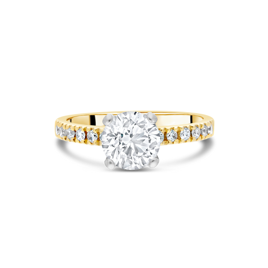 The "Temptress" with Round Brilliant, Yellow Gold