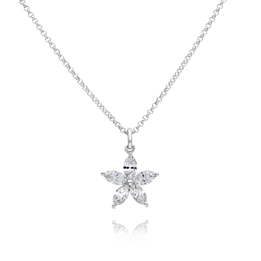 18ct White Gold Marquise Diamond Pendant