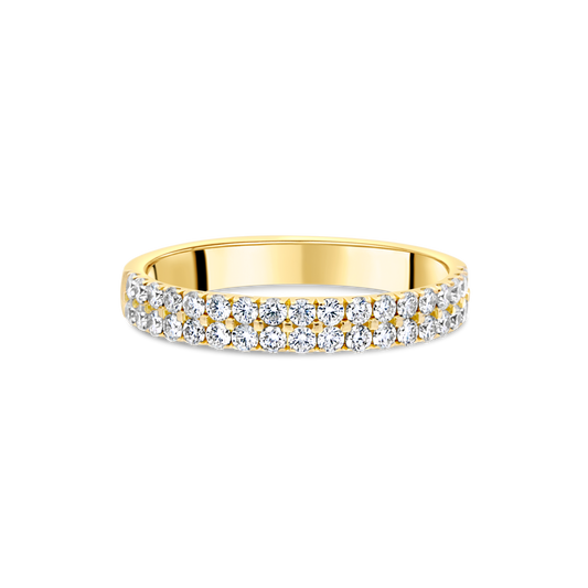 18ct Yellow Gold and Double Row Diamond Ring