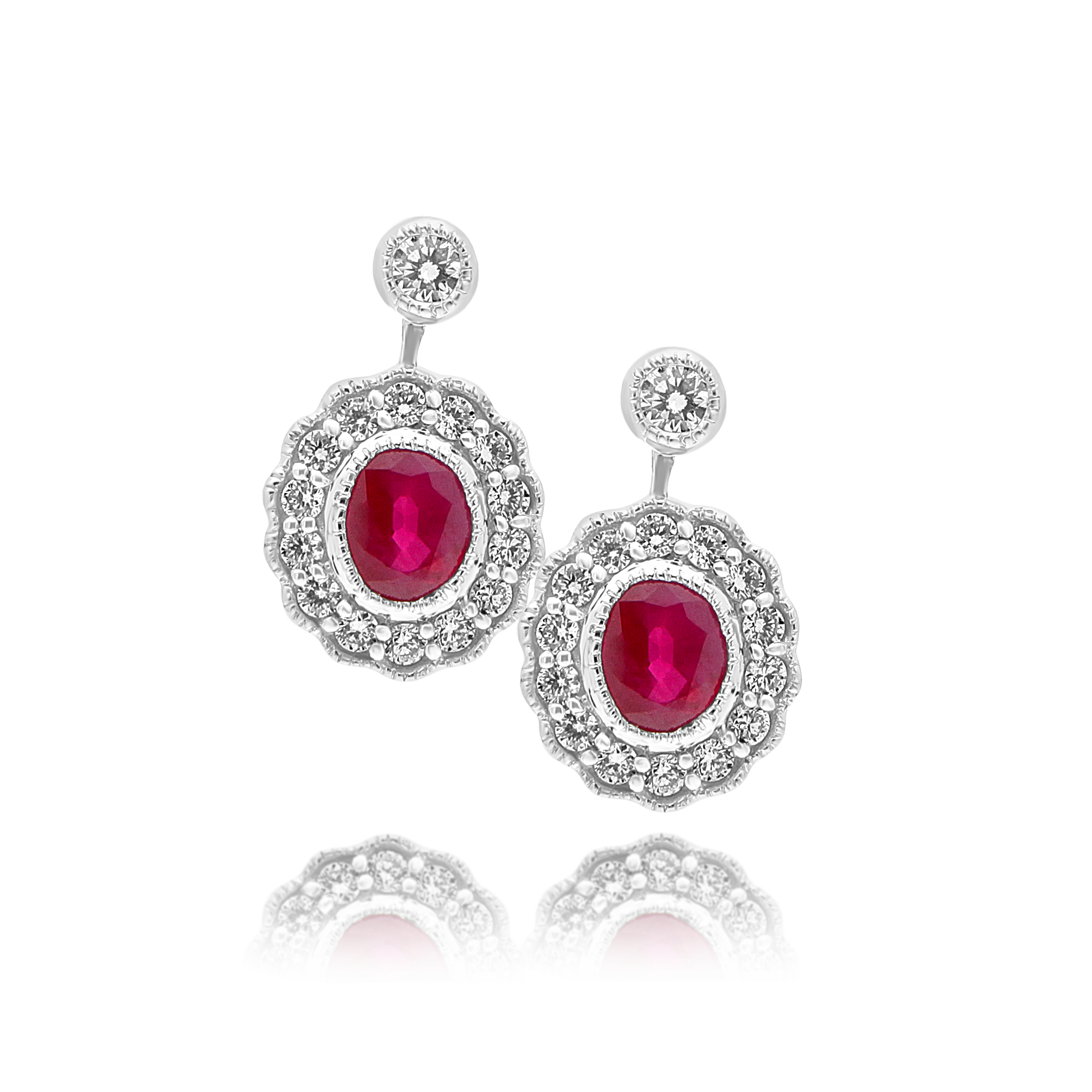 Ruby and Diamond Earrings with Small Drop - Appleby Jewellers Dublin