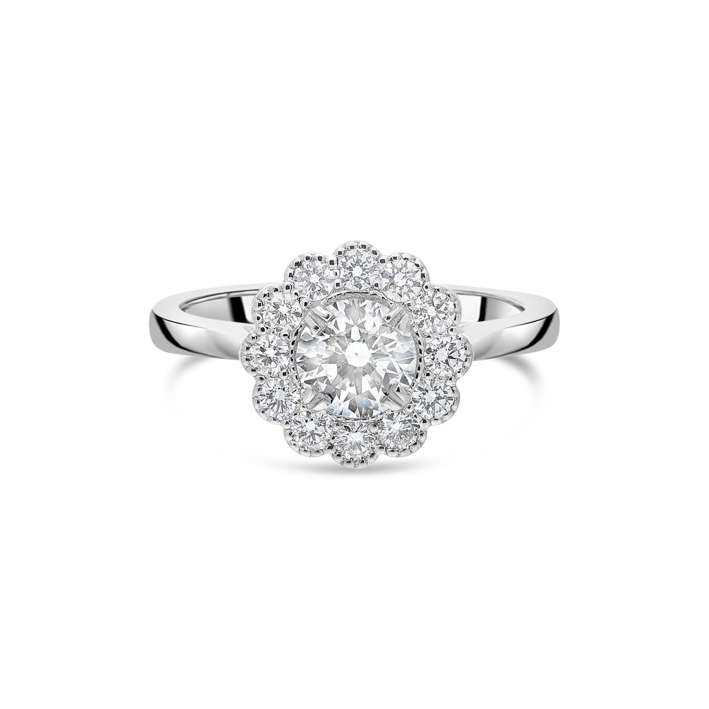 The "Kate Flower" with Round Brilliant, Platinum