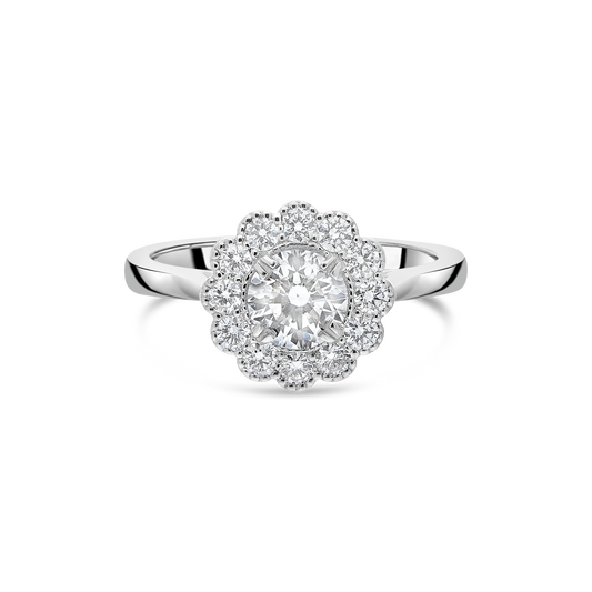 The "Kate Flower" with Round Brilliant, Platinum