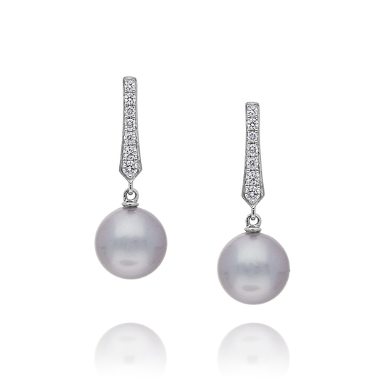 18ct Tahitian Pearl and Diamond Earrings