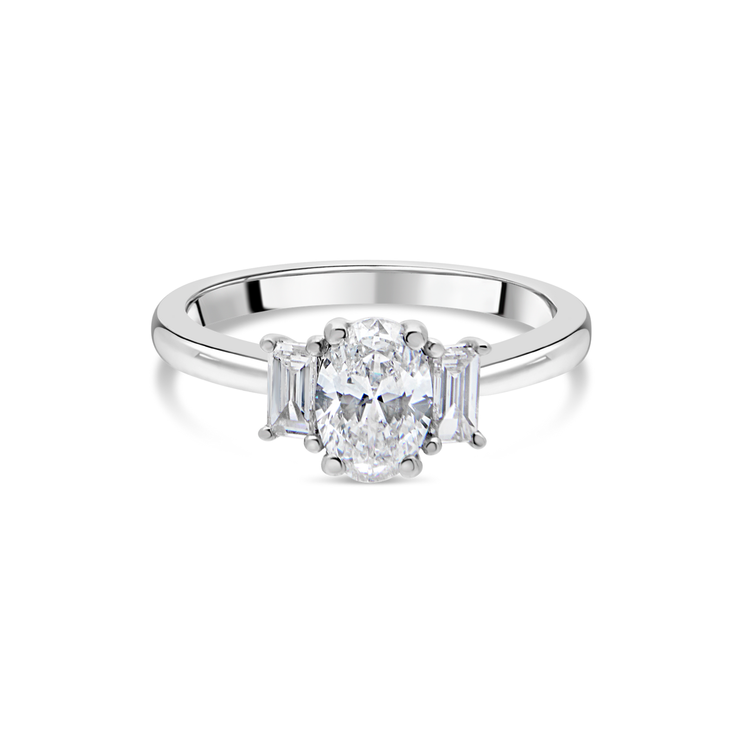 The "Tulip" with Oval Diamond and Baguettes, Platinum