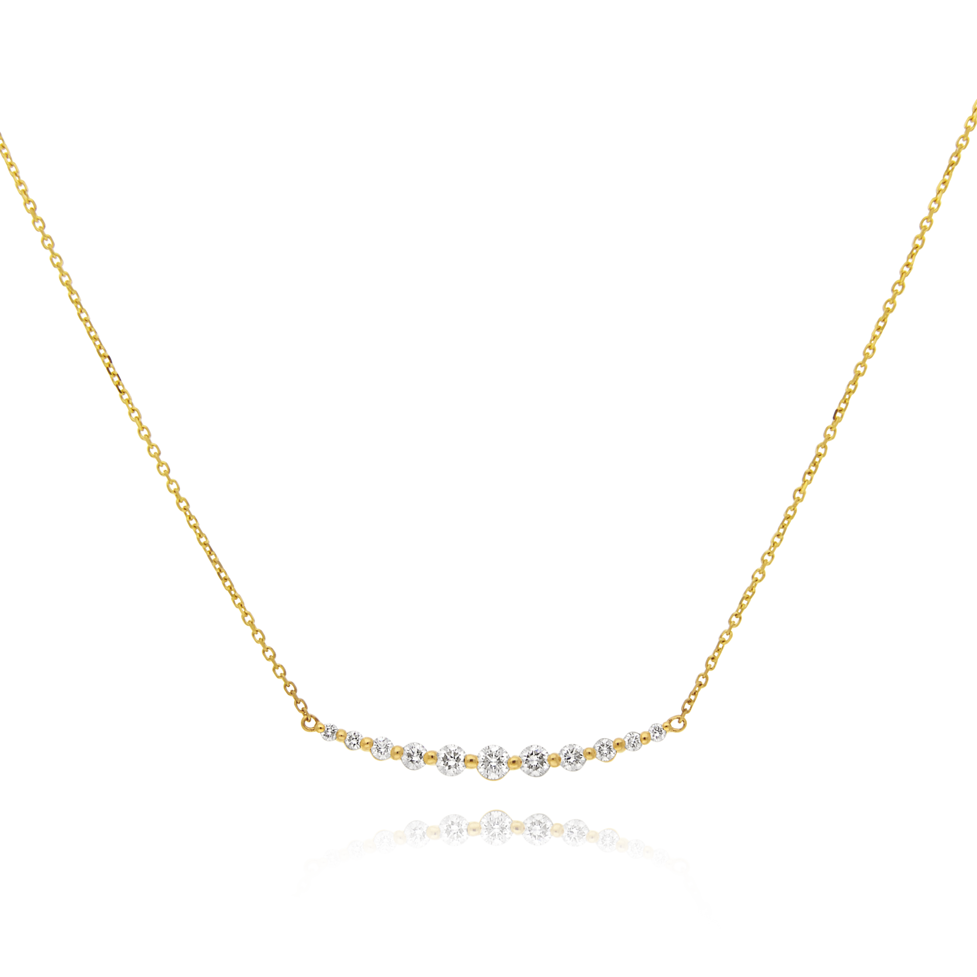 18ct Yellow Gold Diamond Bar Necklace - Appleby Jewellers Dublin