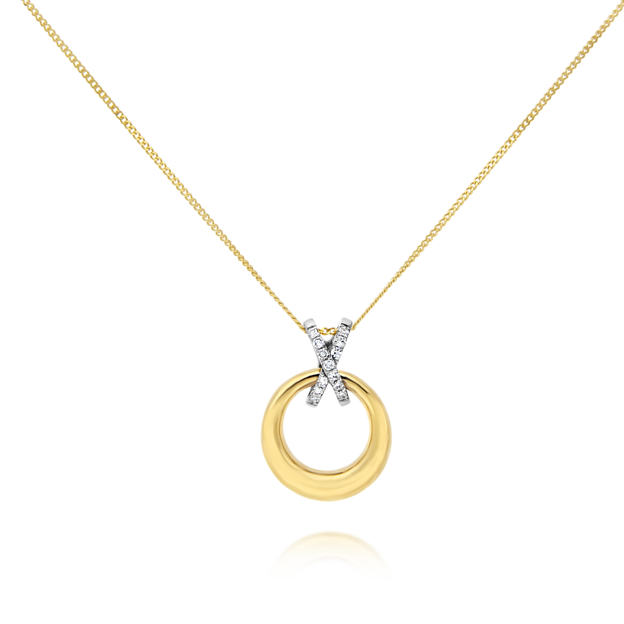 Gold Circle and X Diamond Pendant - Appleby Jewellers Dublin