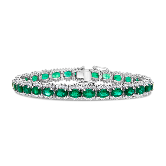 Oval Emerald and Diamond Tennis Bracelet
