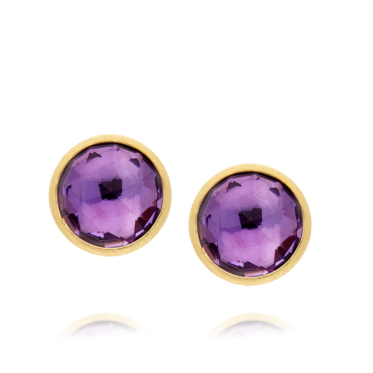 Marco Bicego Jaipur Color Collection Yellow Gold and Amethyst Large Stud Earring