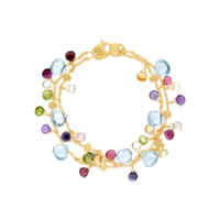 Marco Bicego Paradise Collection 18ct Yellow Gold Blue Topaz and Mixed Gemstone Double Strand Bracelet - Appleby Jewellers Dublin