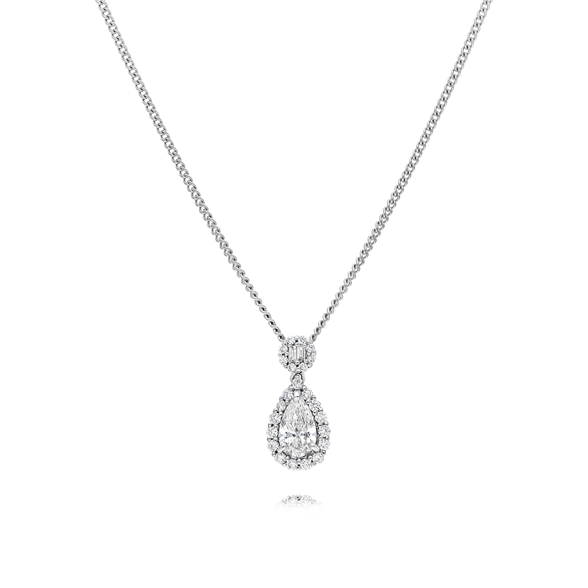 Elongated Pear Diamond White Gold Pendant - Appleby Jewellers Dublin
