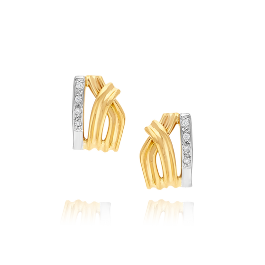 Two-Tone Gold Cubic Zirconia Earrings