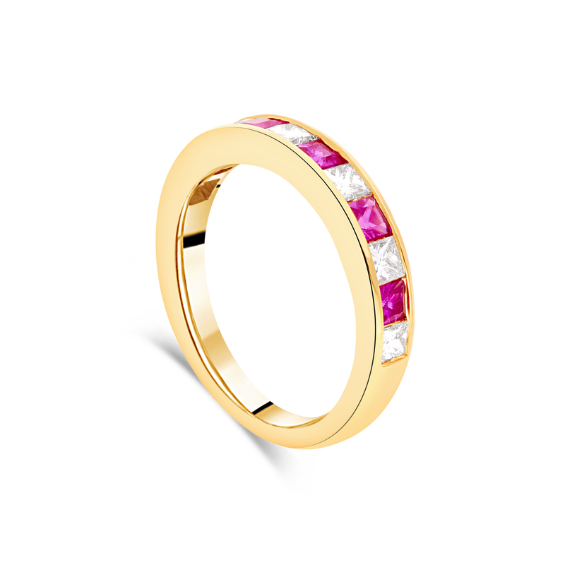 Ruby and Diamond Channel Eternity Ring (18ct Gold)