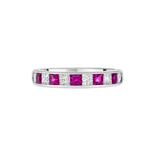 Ruby and Diamond Channel Eternity Ring