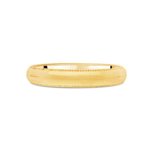 Classical 18ct Yellow Gold 4mm Gents Wedding Band with milgrain edge