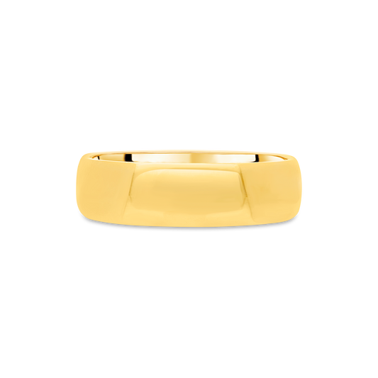 Yellow Gold 6mm D-Shaped Gents Wedding Band