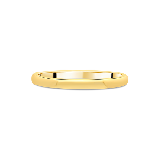 Yellow Gold 2mm D-Shaped Ladies Wedding Band
