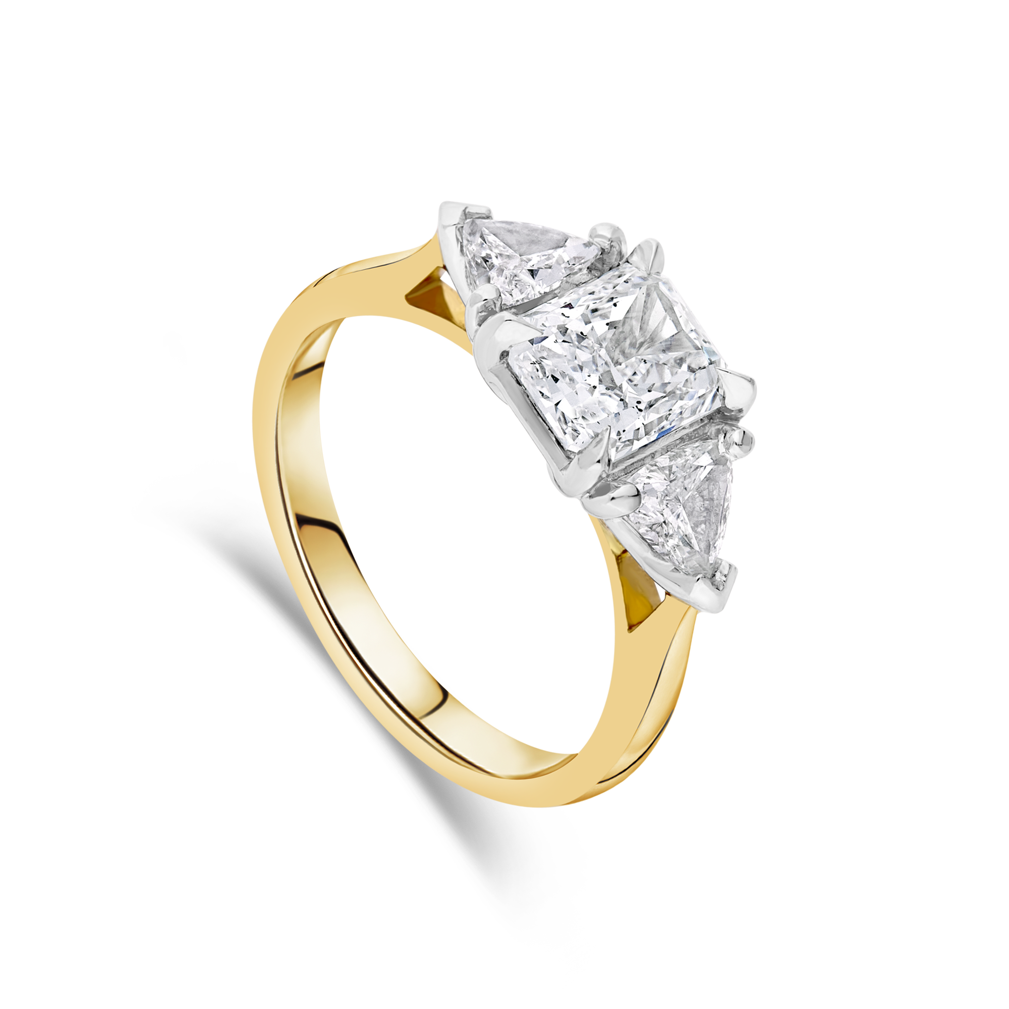 The "Tranquility" Engagement Ring with Cushion Cut & Trilliant Sides