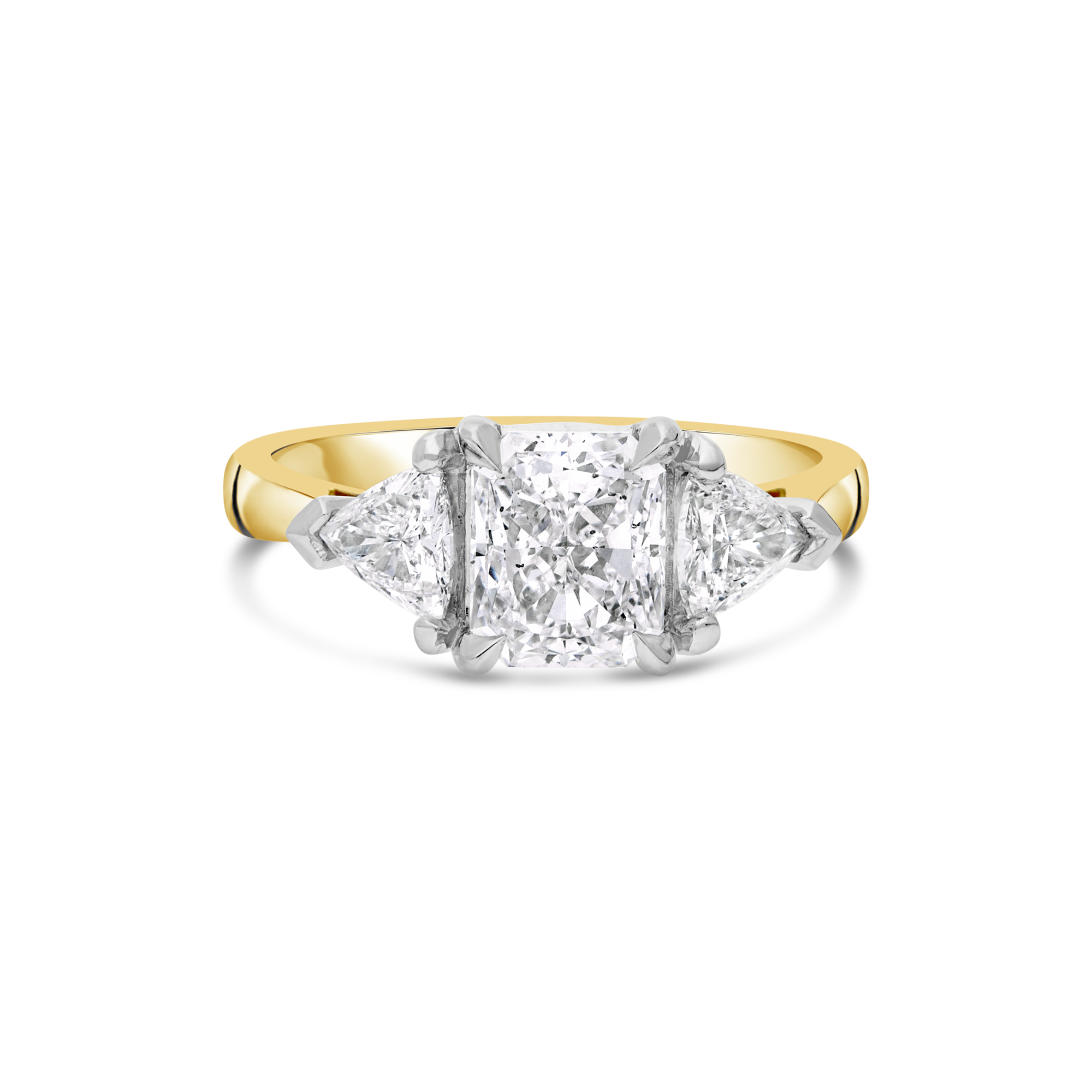 The "Tranquility" Engagement Ring with Cushion Cut & Trilliant Sides