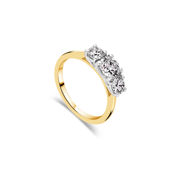 Elegant diamond Trinity ring by Appleby Jewellers Dublin featuring interlinked bands and sparkling gemstones.