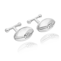 Silver Hollow Rugby Ball Cufflinks