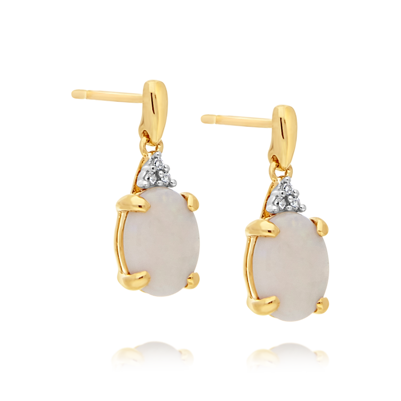 Opal and Diamond Drop Earrings