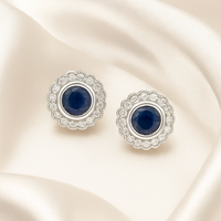 Sapphire and Diamond Bezel Set Earrings