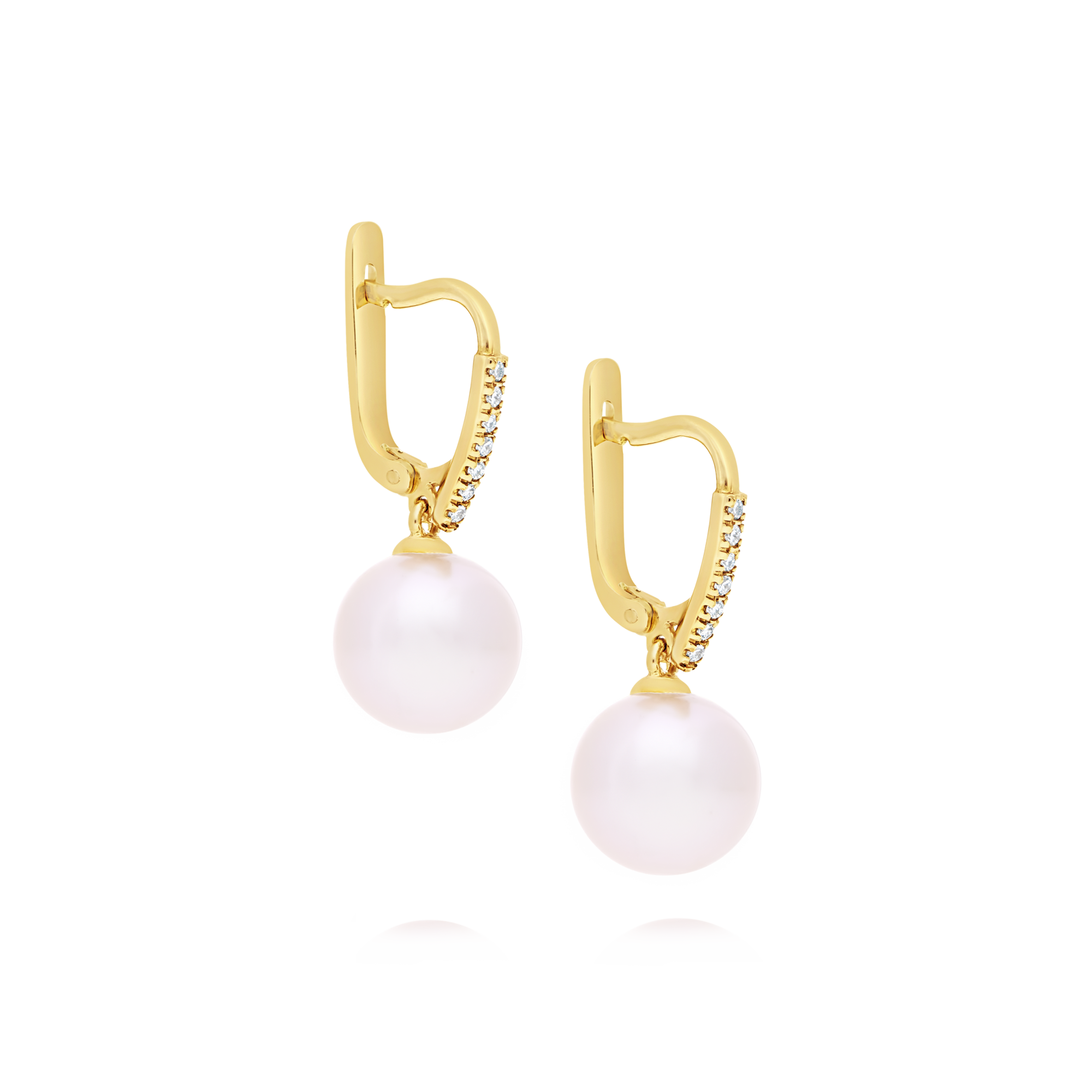 18ct yellow gold Freshwater Pearl & Diamond Earrings