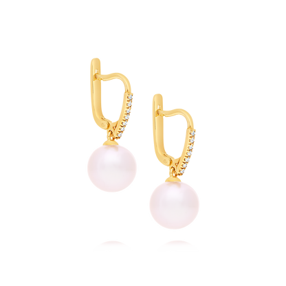 18ct yellow gold Freshwater Pearl & Diamond Earrings