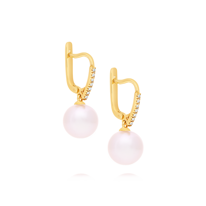 18ct yellow gold Freshwater Pearl & Diamond Earrings