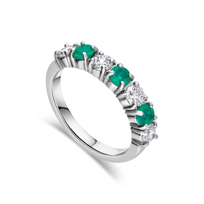 The "Galeria" Emerald and Diamond 7 Stone, Platinum