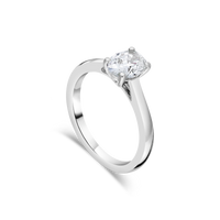 Diamond oval engagement ring from Appleby Jewellers Dublin with a sleek band and sparkling central stone.