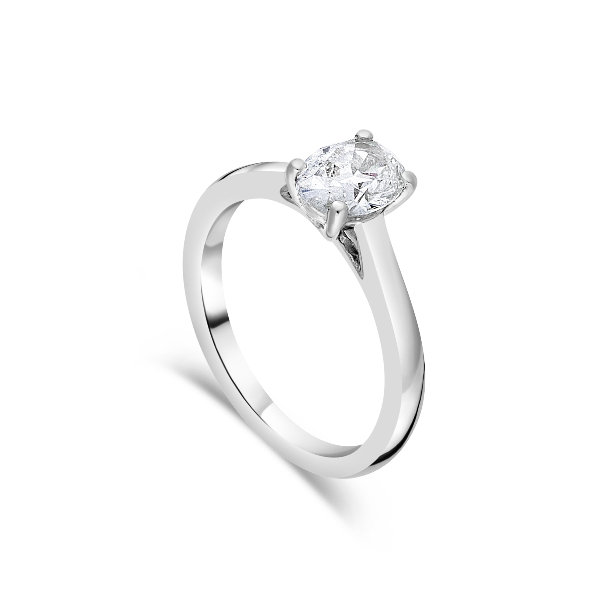 Diamond oval engagement ring from Appleby Jewellers Dublin with a sleek band and sparkling central stone.