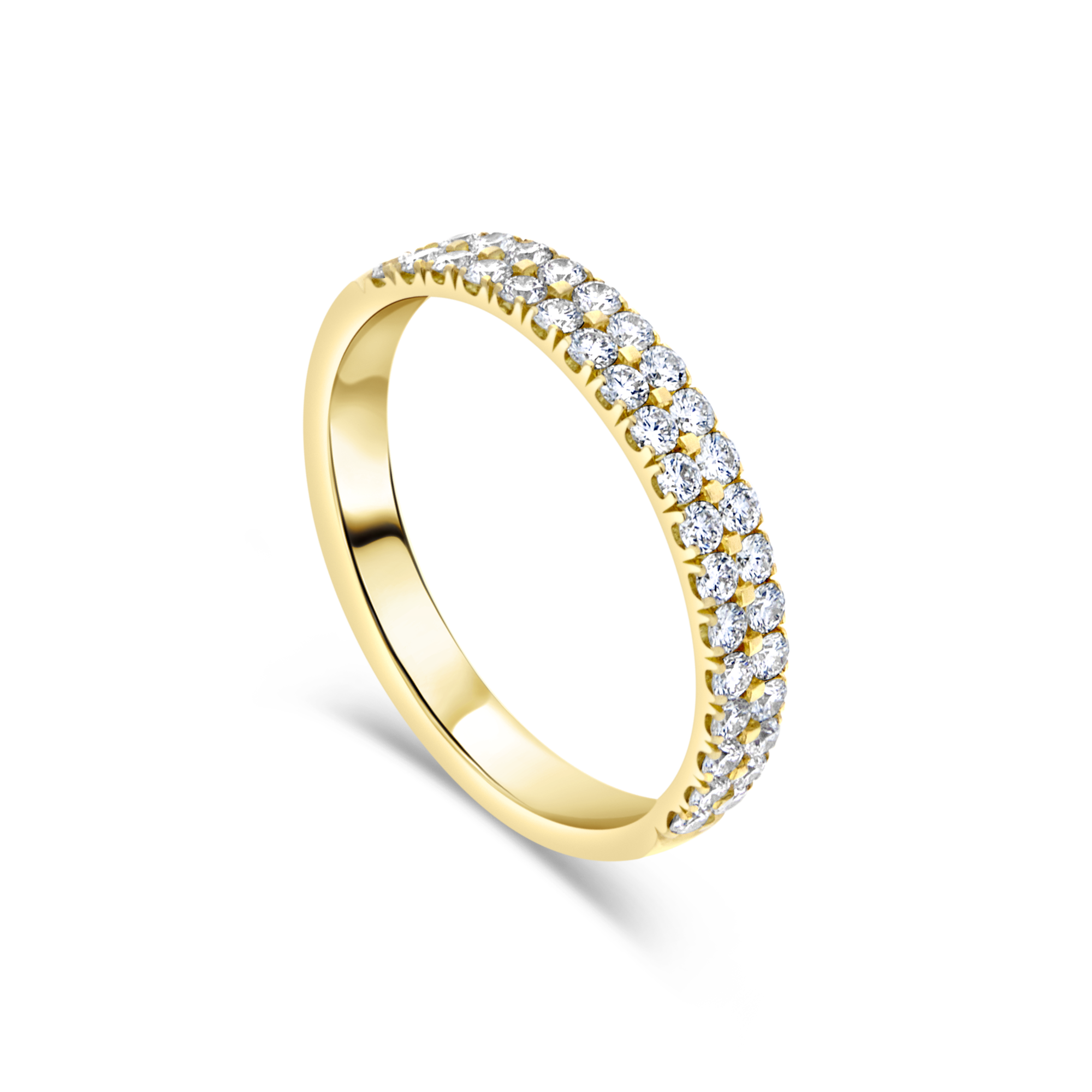 18ct Yellow Gold and Double Row Diamond Ring