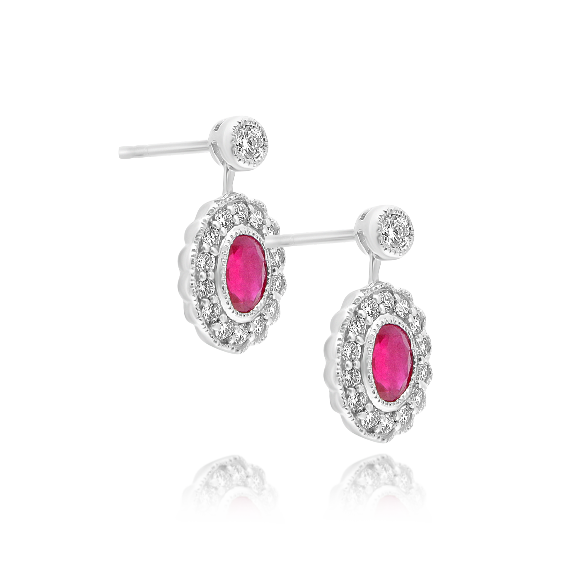 Ruby and Diamond Earrings with Small Drop