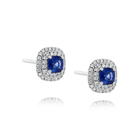 Sapphire and Diamond Halo Stud Earrings