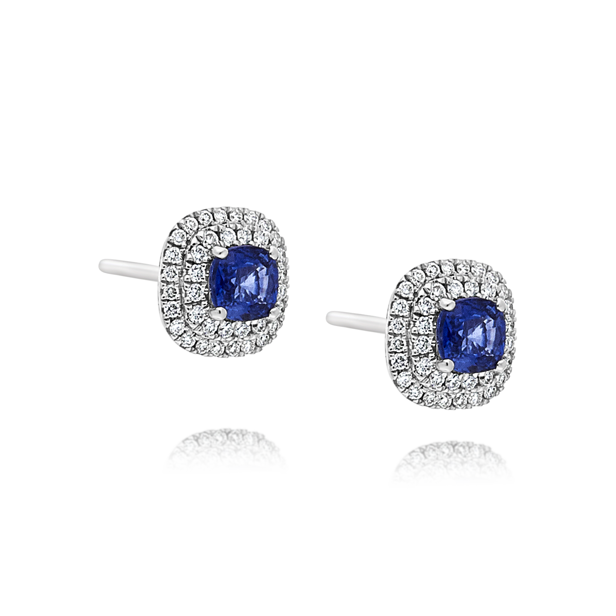 Sapphire and Diamond Halo Stud Earrings