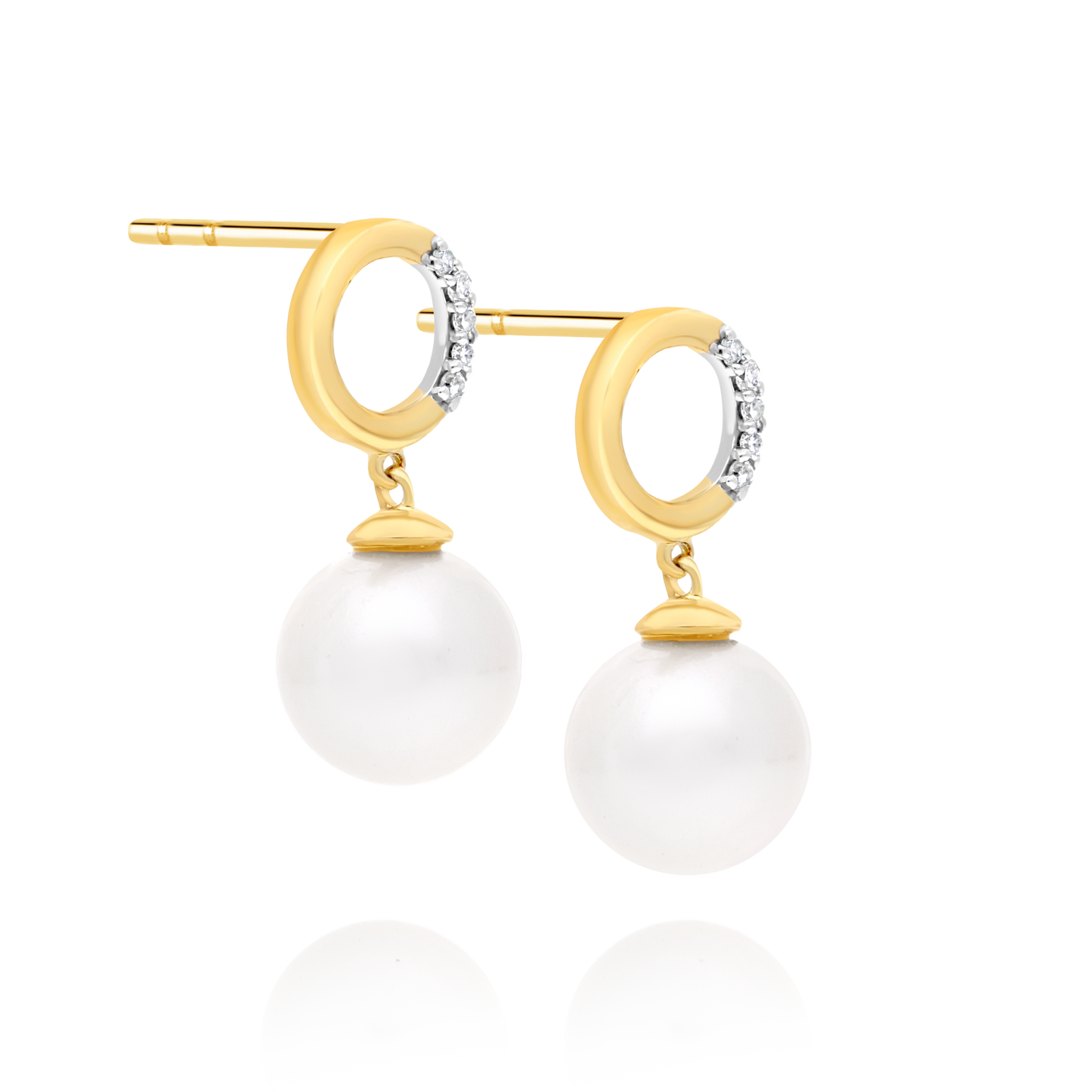 9ct Gold Pearl & Diamond Earrings