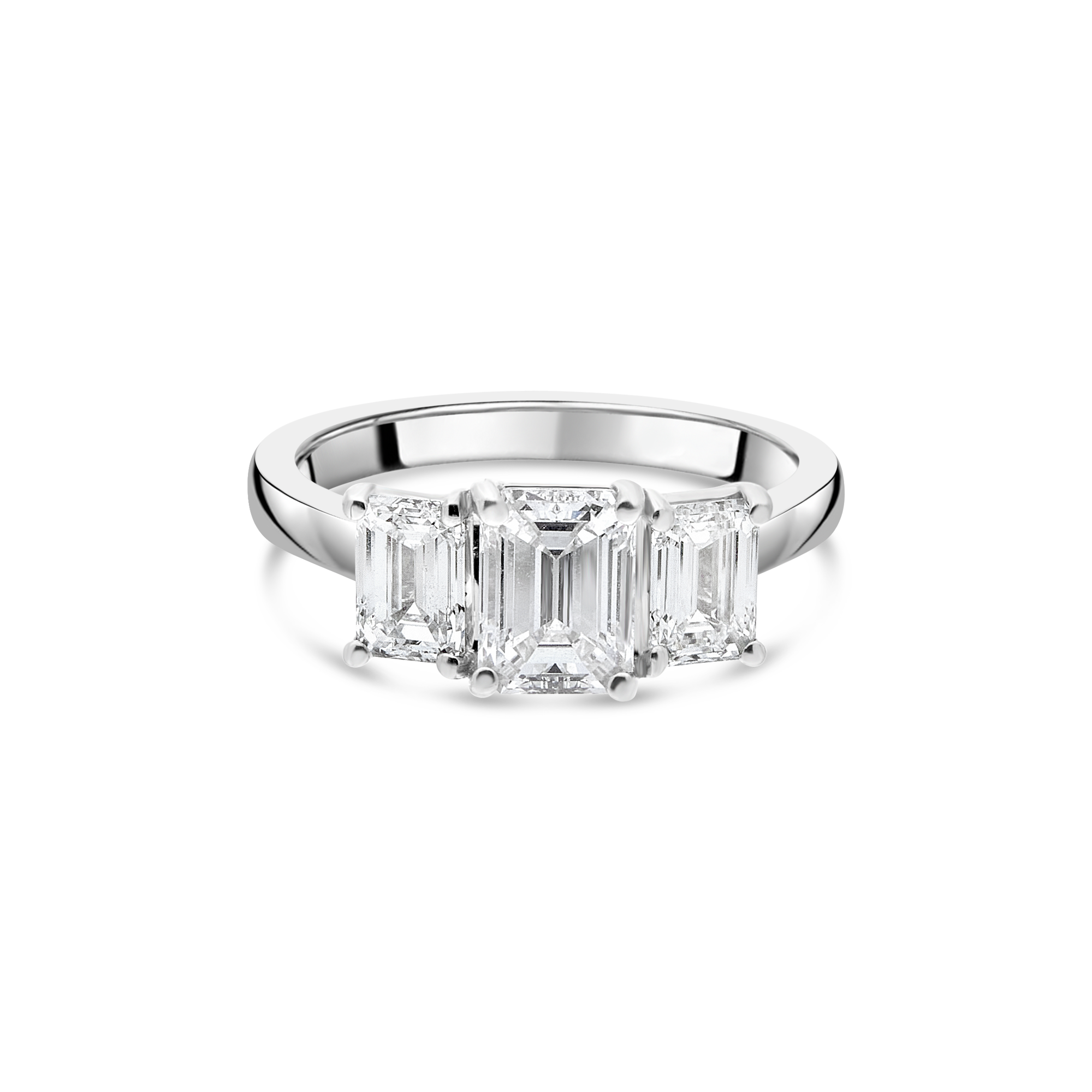 Emerald Cut Trilogy Engagement Ring