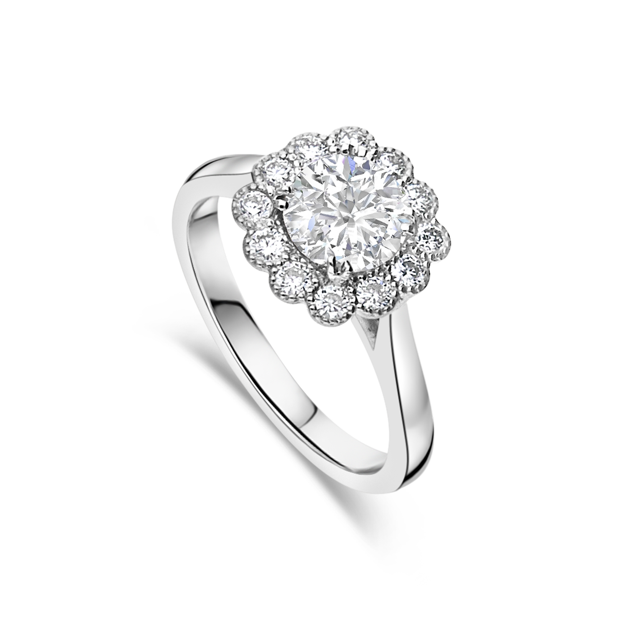 The Kate Flower Engagement Ring (Cushion Shaped Diamond)