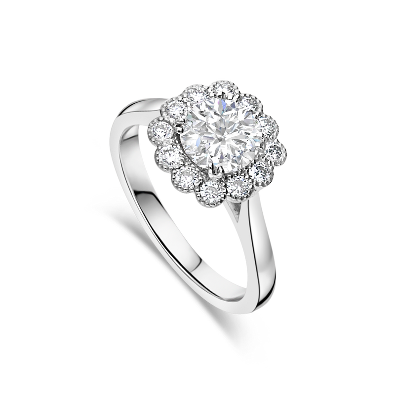 The Kate Flower Engagement Ring (Cushion Shaped Diamond)