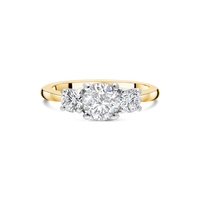 'Tulip' Trilogy Engagement Ring with Round Brilliant Diamonds