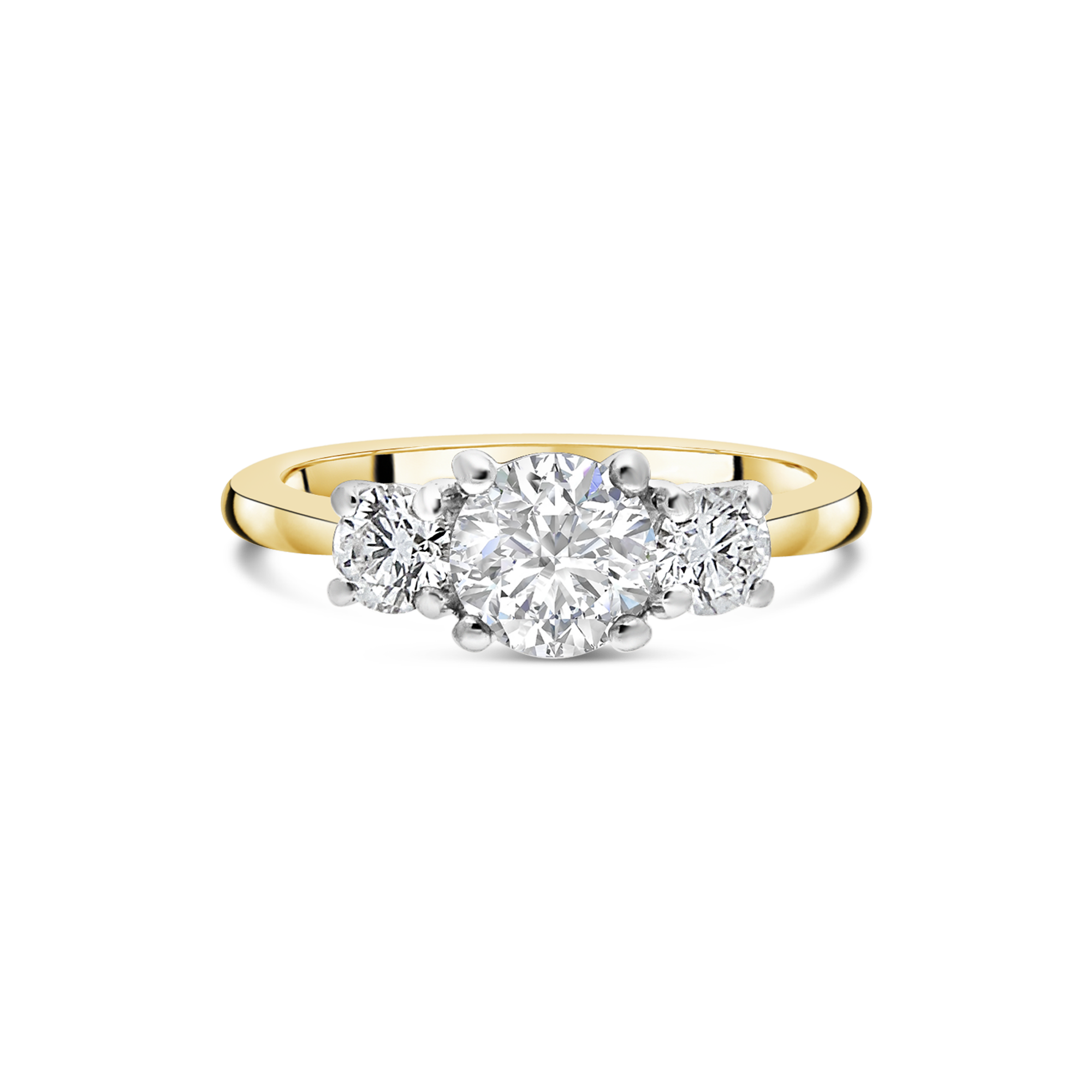 'Tulip' Trilogy Engagement Ring with Round Brilliant Diamonds