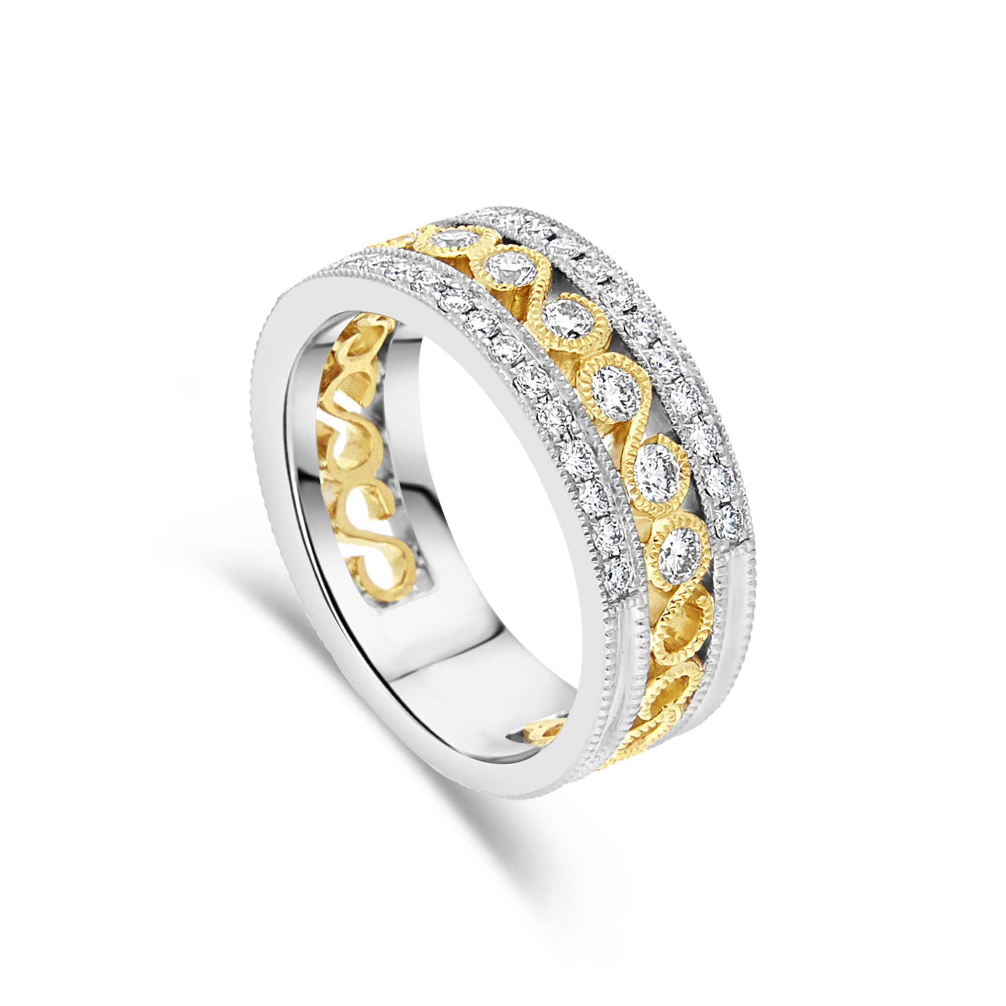 18ct Yellow Gold and Platinum Diamond Dress Ring