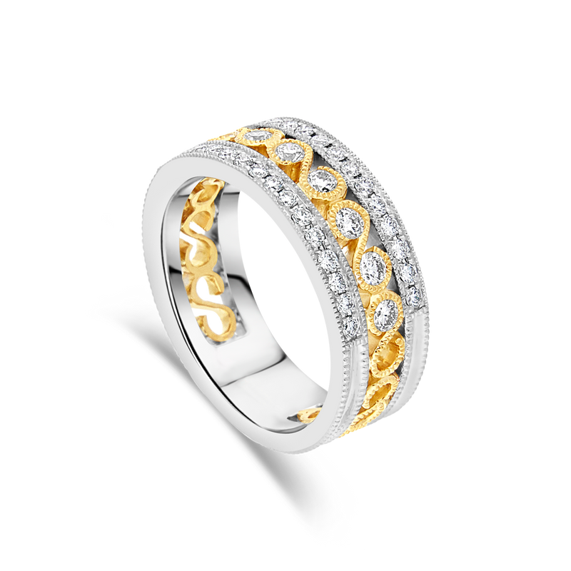 18ct Yellow Gold and Platinum Diamond Dress Ring