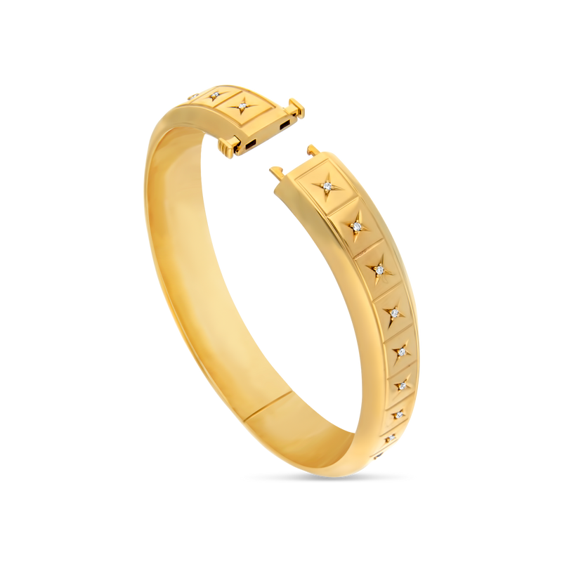 Gold and Diamond X Bangle