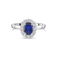 Sapphire and Diamond Halo Ring