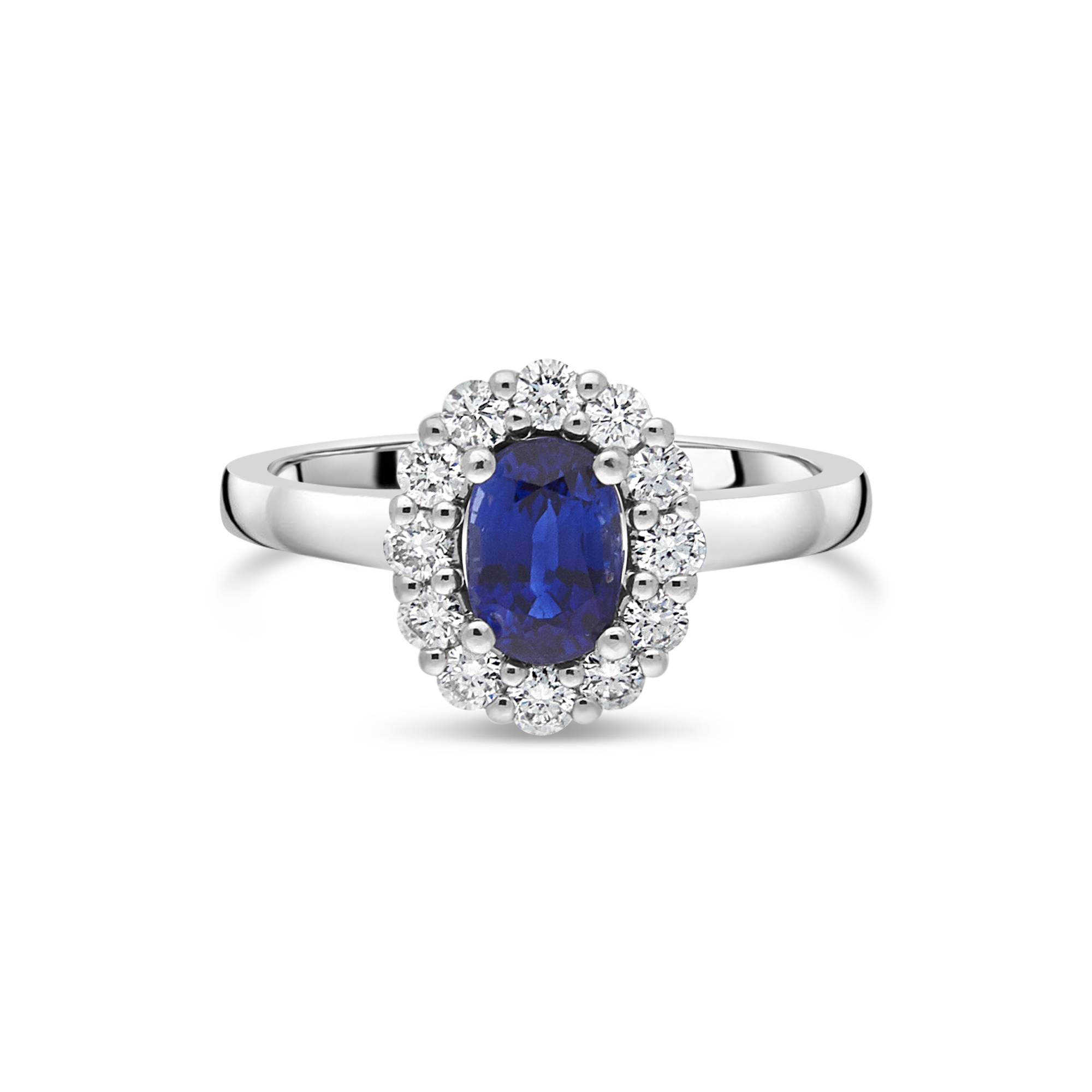 Sapphire and Diamond Halo Ring