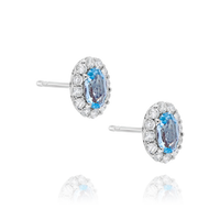 Aquamarine and Diamond Oval Stud Earrings