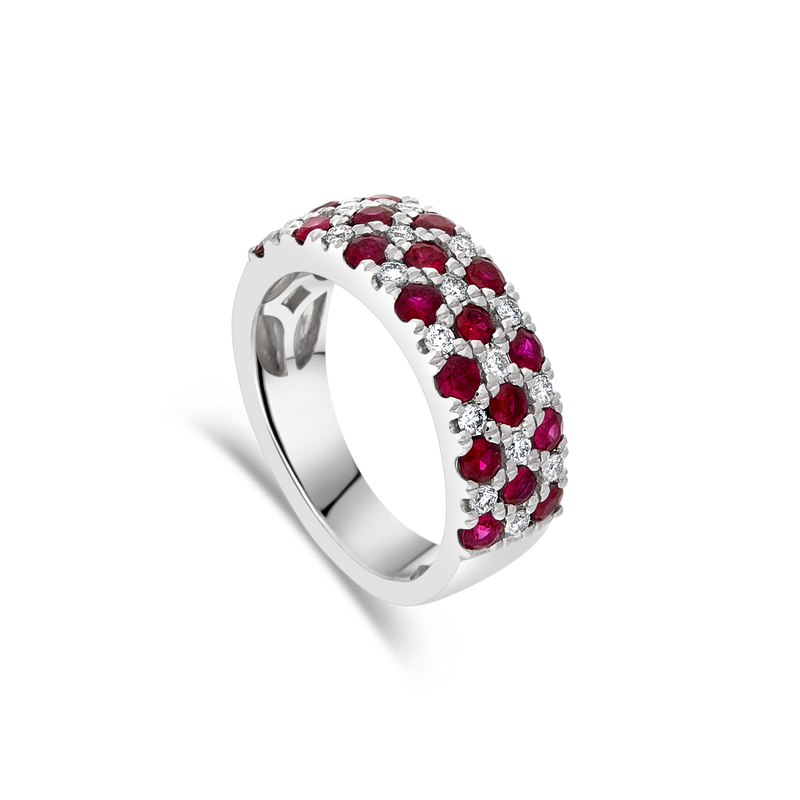 Platinum "Profile" Ruby and Diamond Pavé-set Band